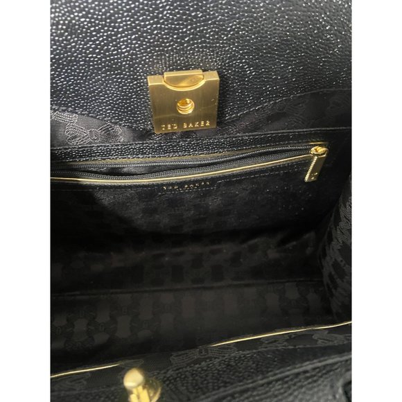 Ted Baker NWOT Bow Shoulder Bag with Removable Strap Black Gold Medium - Picture 7 of 8